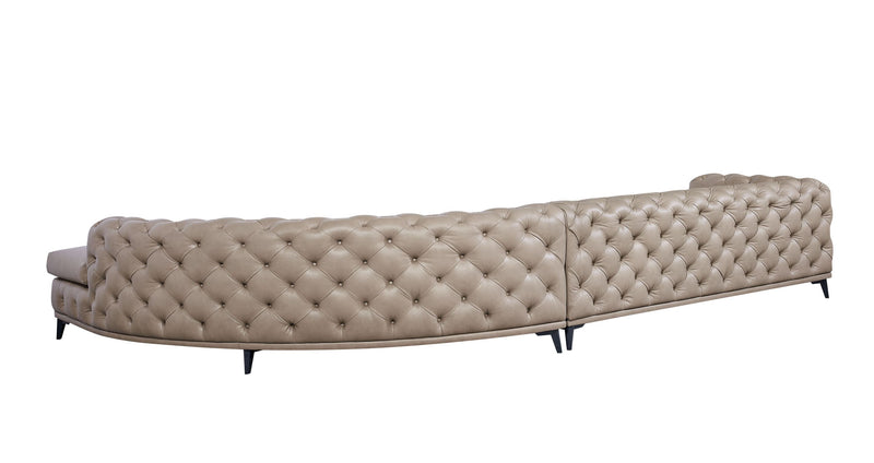 DIvani Casa Kohl - Contemporary Tan RAF Curved Shape Sectional Sofa w/ Chaise