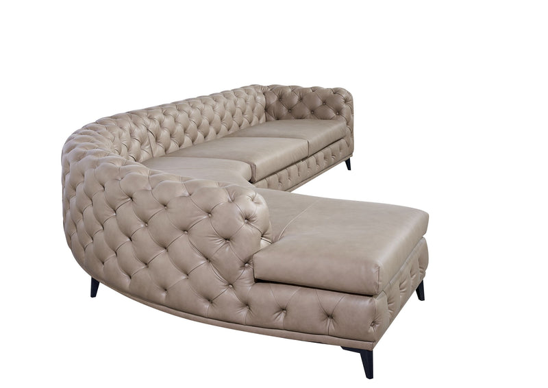 DIvani Casa Kohl - Contemporary Tan RAF Curved Shape Sectional Sofa w/ Chaise