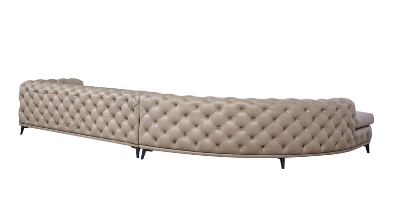 DIvani Casa Kohl - Contemporary Tan LAF Curved Shape Sectional Sofa w/ Chaise
