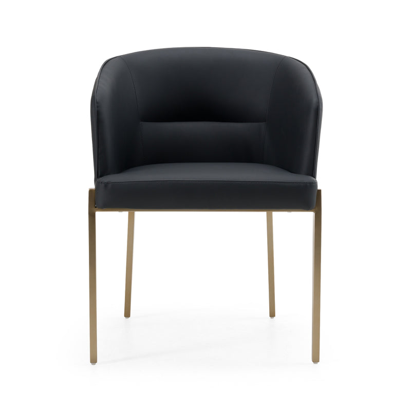 Modrest Kravitz - Modern Dark Grey Vegan Leather + Antique Brass Dining Chair