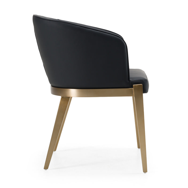 Modrest Kravitz - Modern Dark Grey Vegan Leather + Antique Brass Dining Chair
