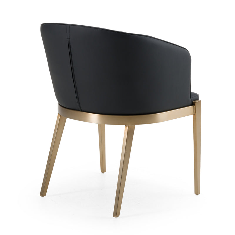 Modrest Kravitz - Modern Dark Grey Vegan Leather + Antique Brass Dining Chair