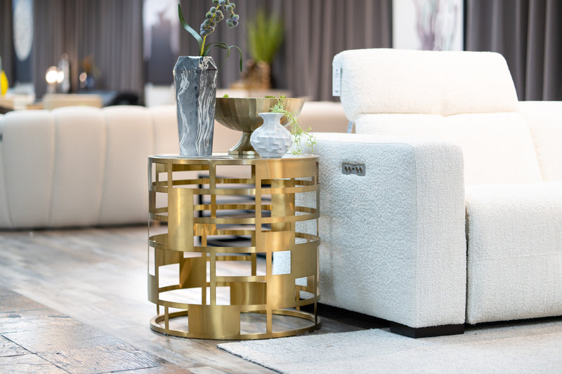 Modrest Kudo - Glam Clear Glass and Gold Glass End Table
