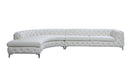 DIvani Casa Kohl - Contemporary White LAF Curved Shape Sectional Sofa w/ Chaise