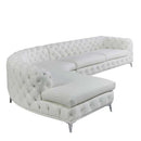 DIvani Casa Kohl - Contemporary White LAF Curved Shape Sectional Sofa w/ Chaise