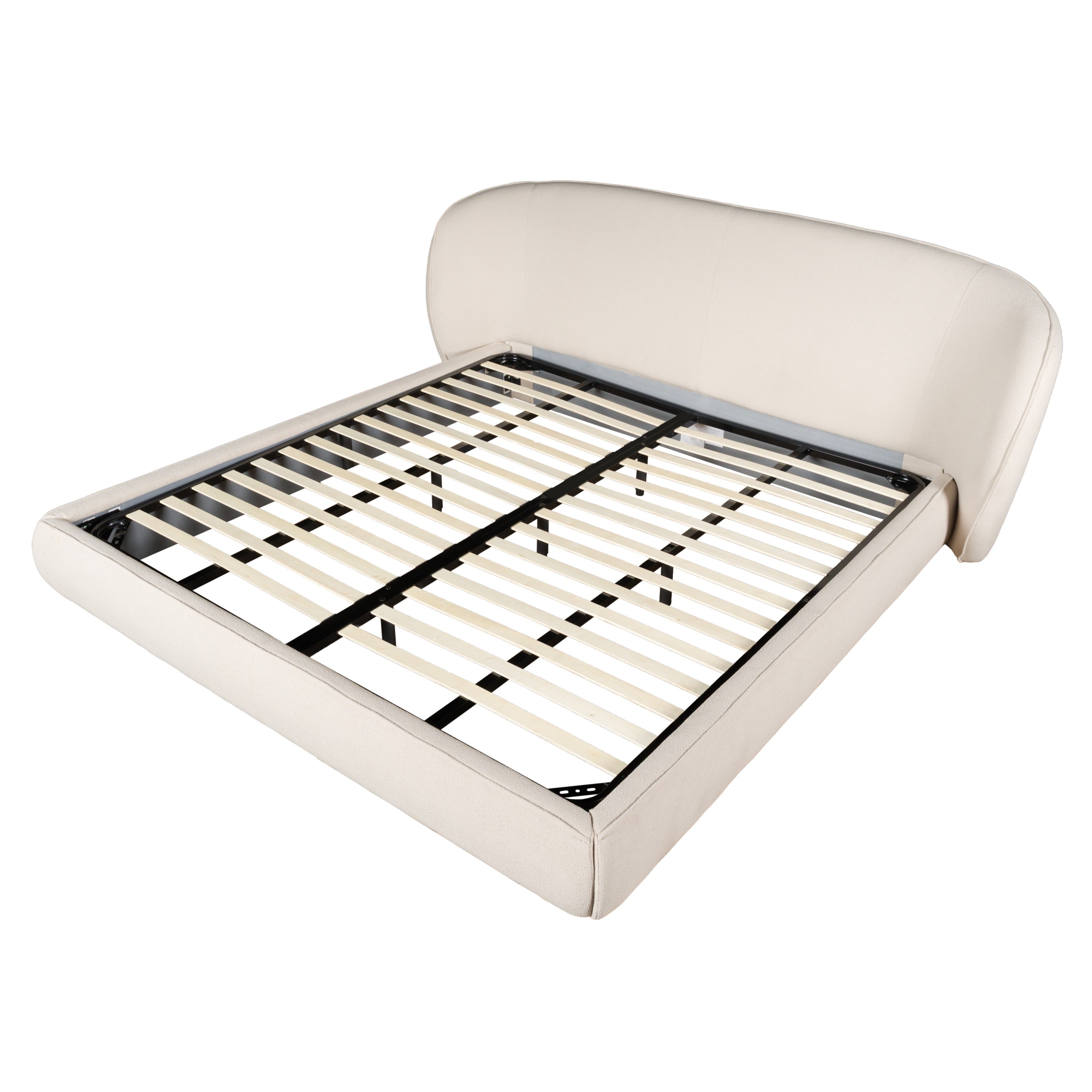 Modrest Lambert - Modern Beige Fabric Upholstered Bed