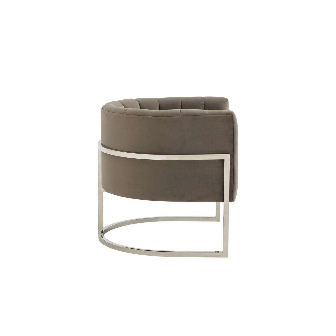 Modrest Landau - Modern Grey Velvet & Stainless Steel Accent Chair