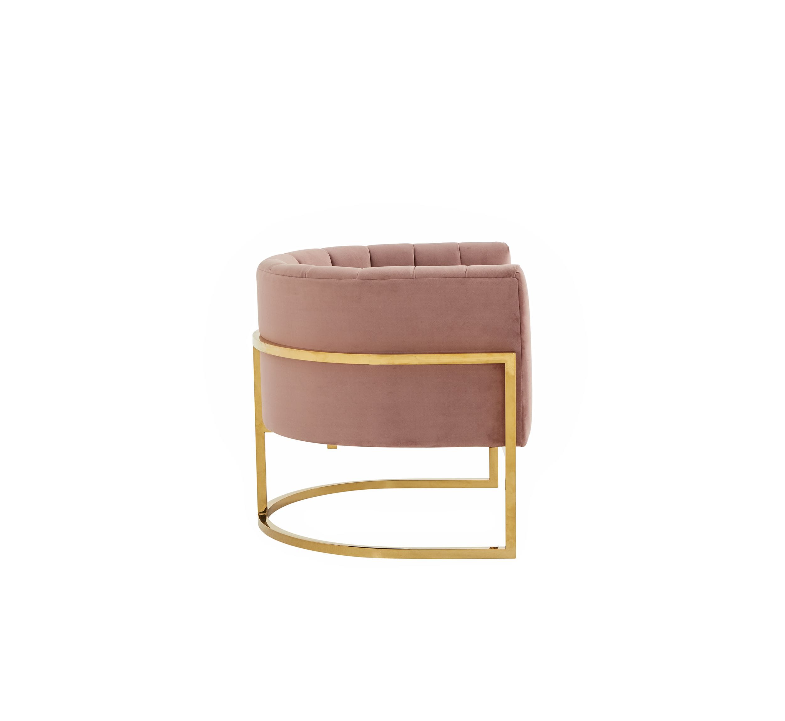 Modrest Landau - Modern Pink Velvet & Gold Stainless Steel Accent Chair