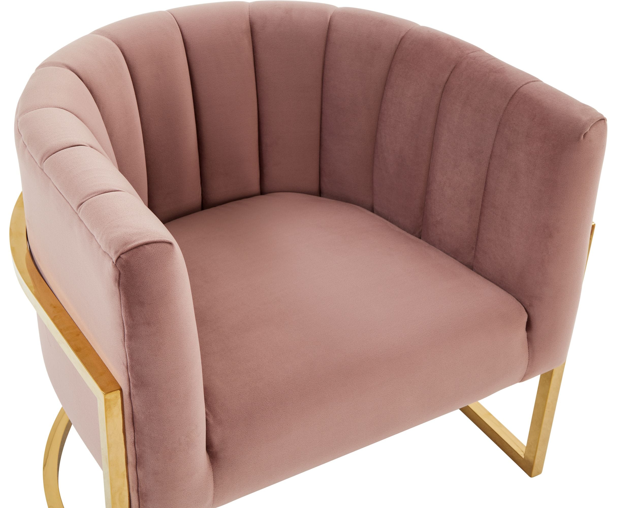 Modrest Landau - Modern Pink Velvet & Gold Stainless Steel Accent Chair