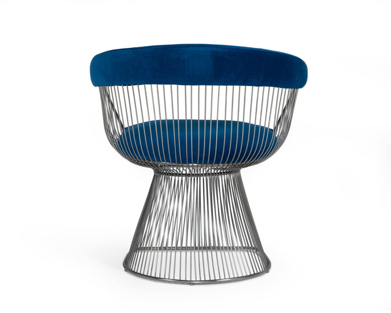 Modrest Lauren - Blue Velvet and Stainless Steel Dining Chair