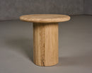 Modrest Lavaca - Modern Travertine Marble Round End Table