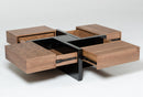 Modrest Makai Modern Walnut & Black Square Coffee Table