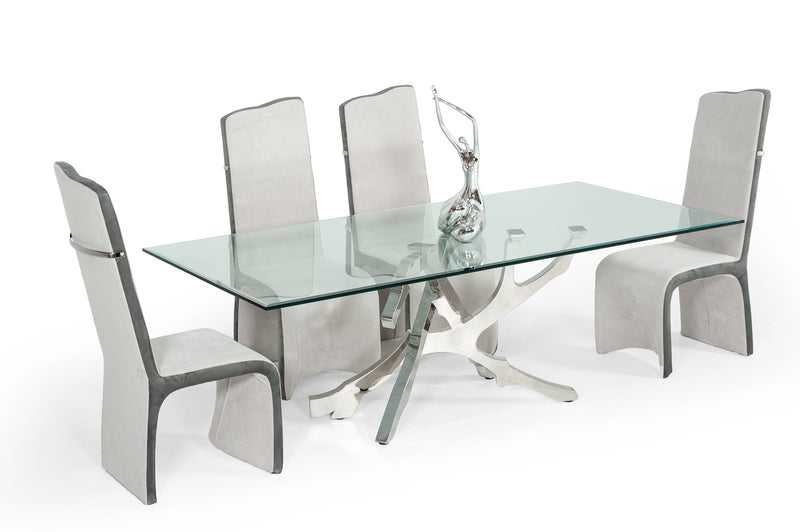 Modrest Legend Modern Glass & Stainless Steel Dining Table