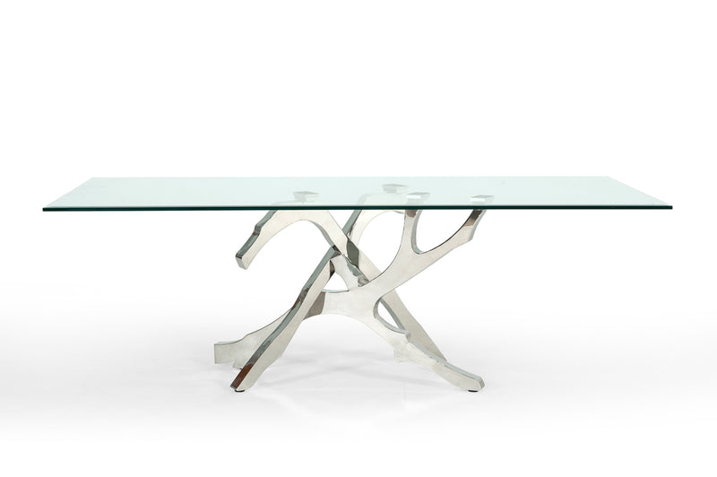 Modrest Legend Modern Glass & Stainless Steel Dining Table