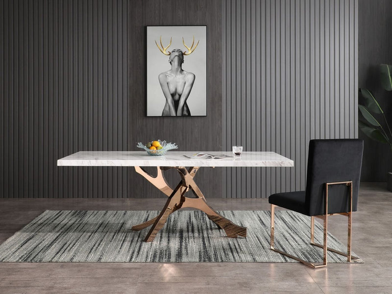 Modrest Legend - Modern White Marble & Rosegold Dining Table