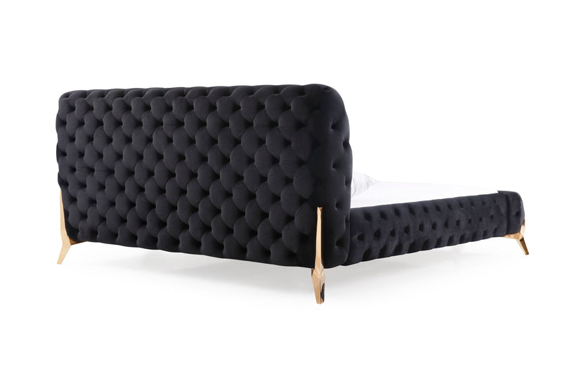 Modrest Legend - Modern Black Velvet & Rosegold Bed