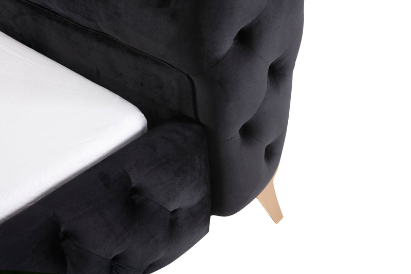 Modrest Legend - Modern Black Velvet & Rosegold Bed