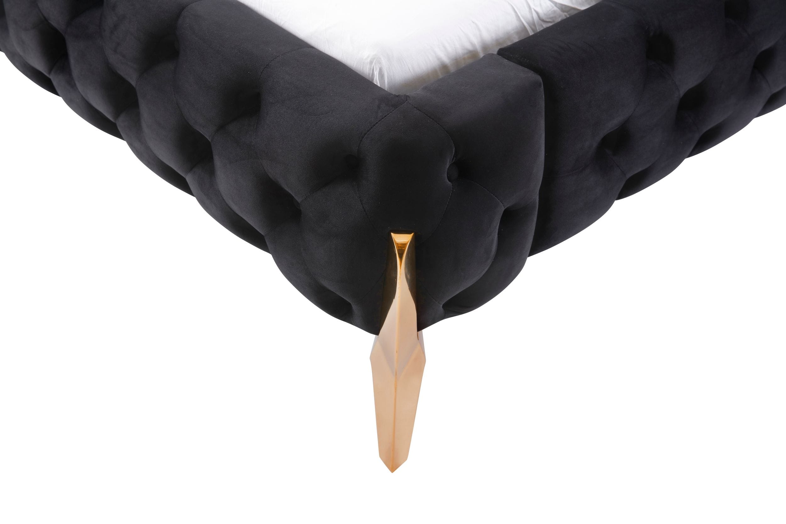Modrest Legend - Modern Black Velvet & Rosegold Bed