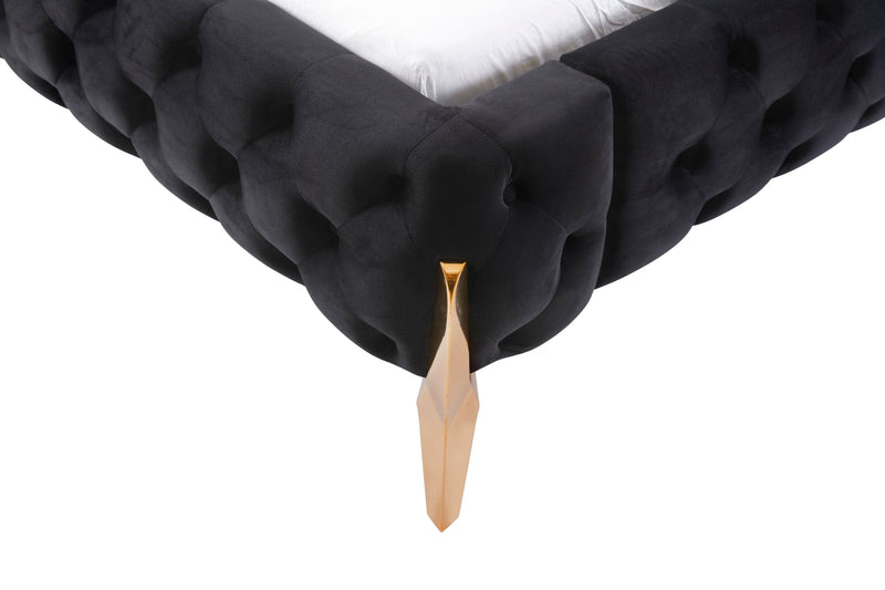 Modrest Legend - Modern Black Velvet & Rosegold Bed