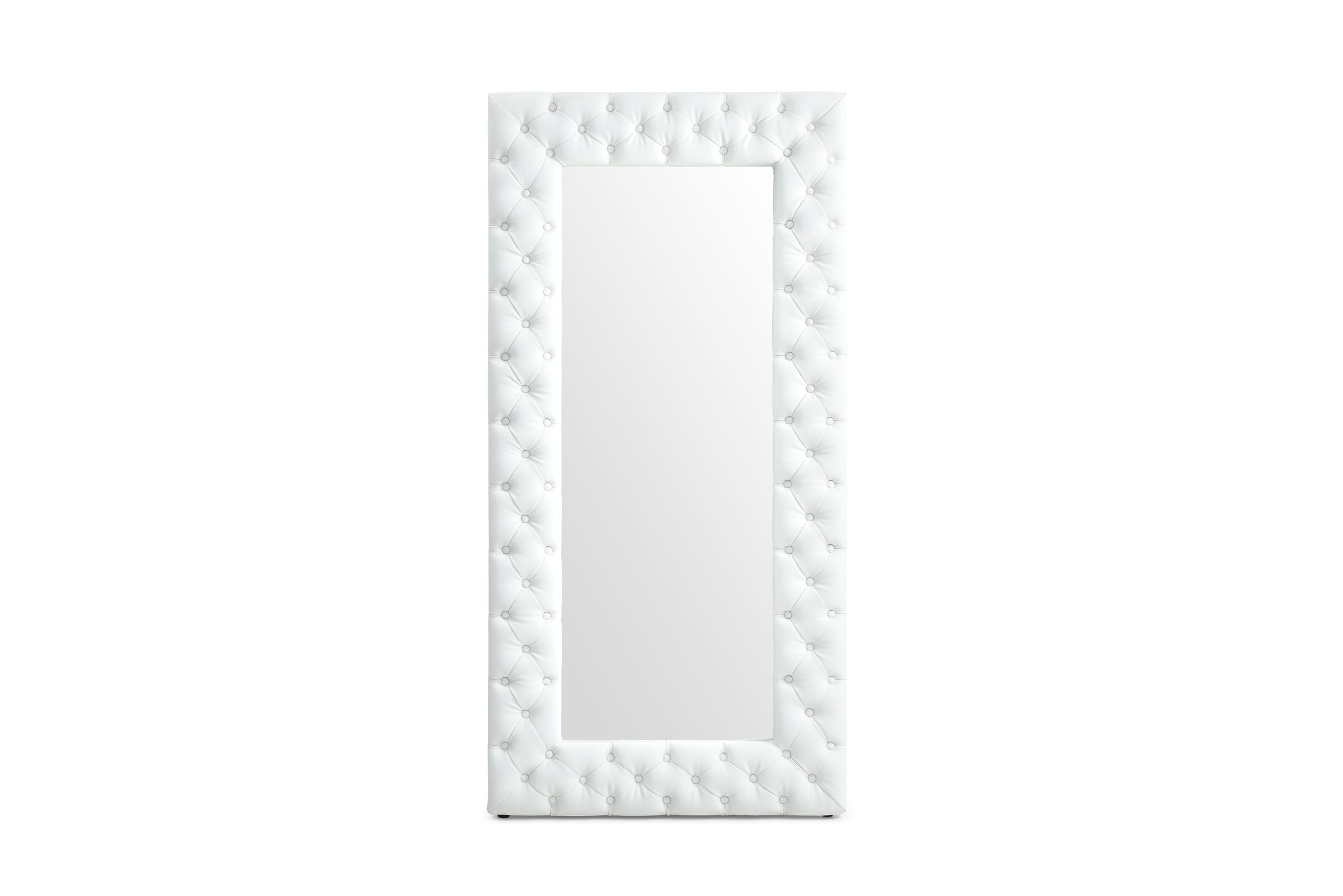 Modrest Legend - Modern White Bonded Leather Floor Mirror