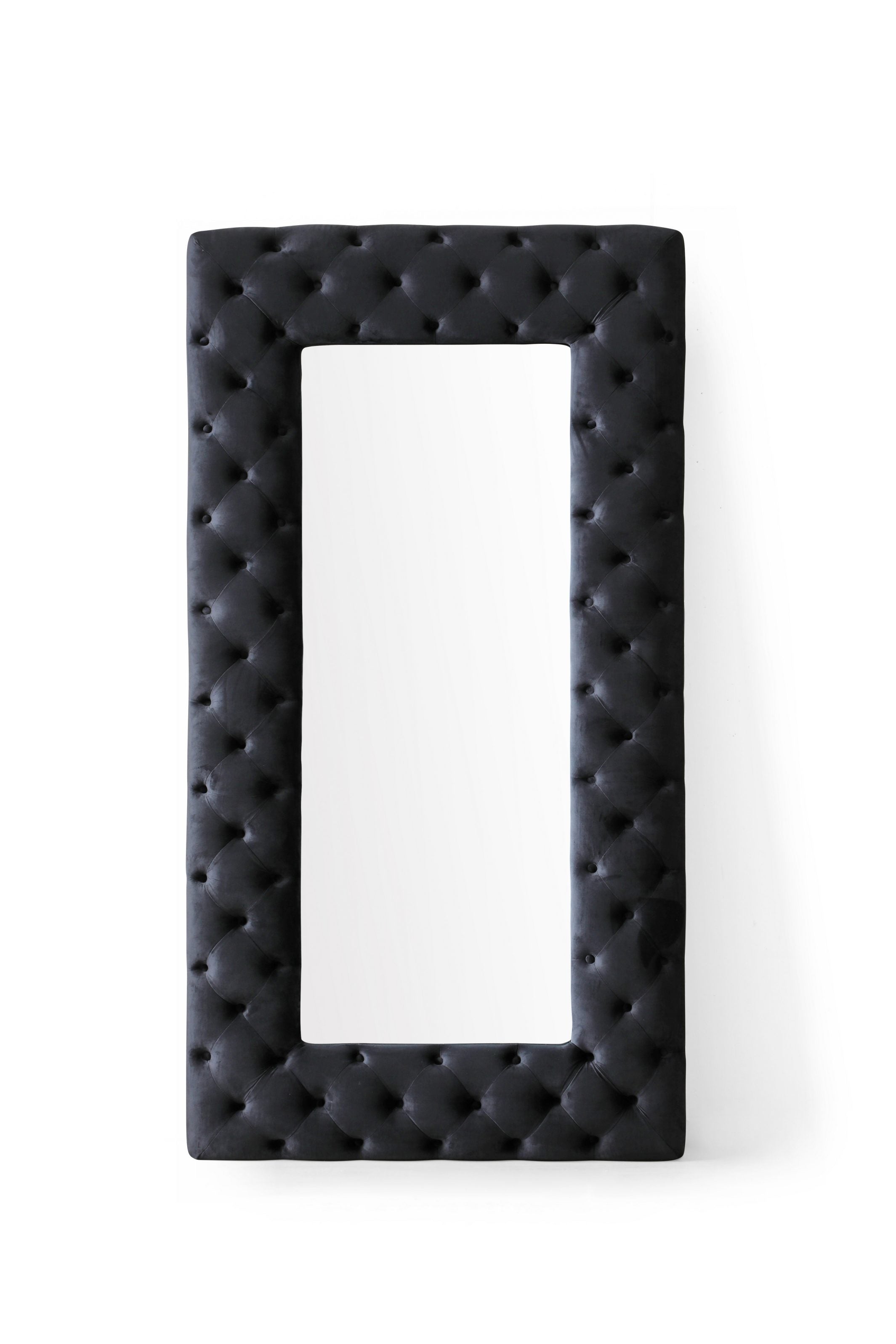 Modrest Legend - Transitional Black Velvet Floor Mirror