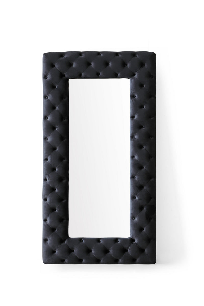 Modrest Legend - Transitional Black Velvet Floor Mirror