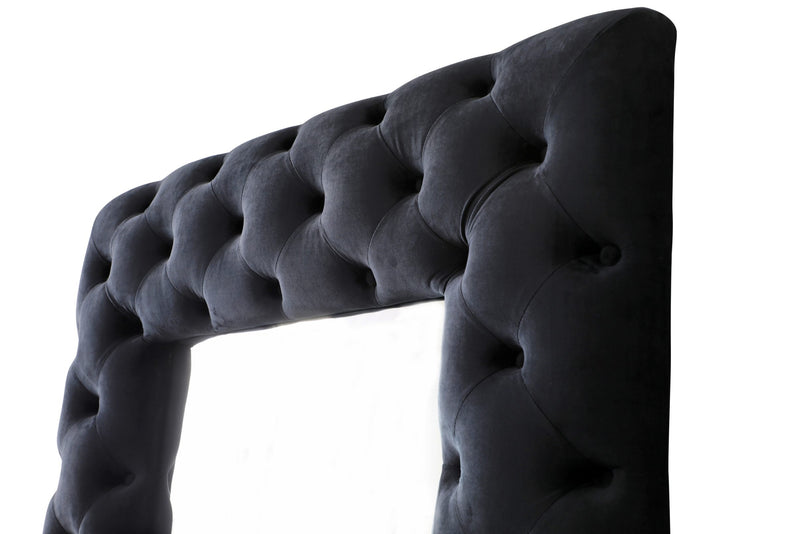 Modrest Legend - Transitional Black Velvet Floor Mirror
