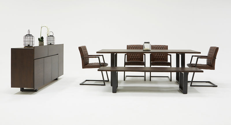 Modrest Leon Modern Umber Wood Live Edge Dining Table