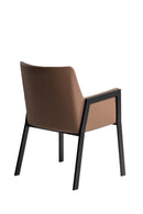 Modrest Leshay - Modern Dark Camel Vegan Leather + Black Metal Dining Chair
