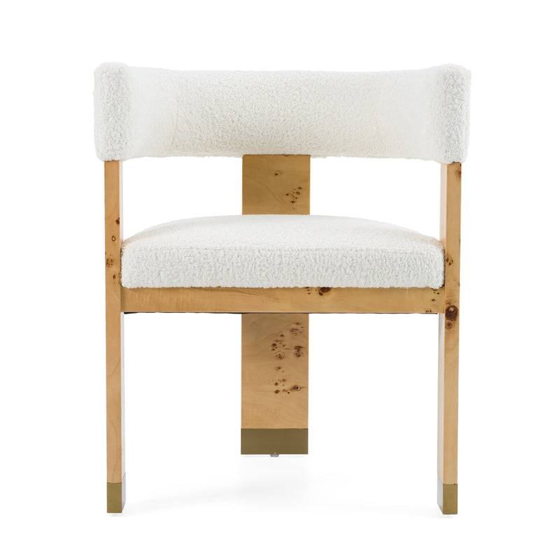 Modrest Letha - Modern Cream Fabric + Burl Dining Chair