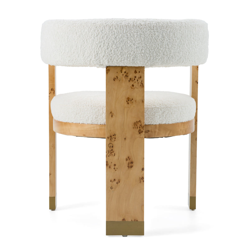 Modrest Letha - Modern Cream Fabric + Burl Dining Chair