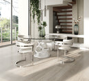 Modrest Lilly - Modern 12mm Round Glass + White Dining Table