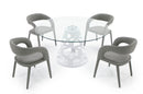 Modrest Lilly - Modern 12mm Round Glass + White Dining Table