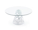Modrest Lilly - Modern 12mm Round Glass + White Dining Table