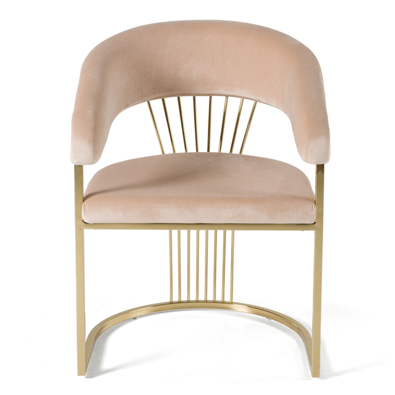 Modrest Linda - Modern Beige Velvet and Gold Dining Chair