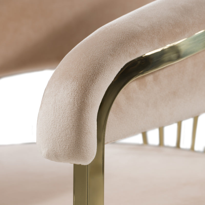 Modrest Linda - Modern Beige Velvet and Gold Dining Chair