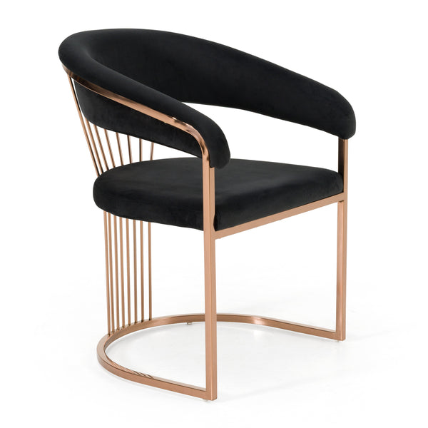 Modrest Linda - Modern Black Velvet and Rosegold Dining Chair