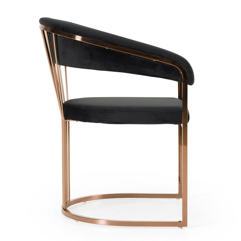 Modrest Linda - Modern Black Velvet and Rosegold Dining Chair