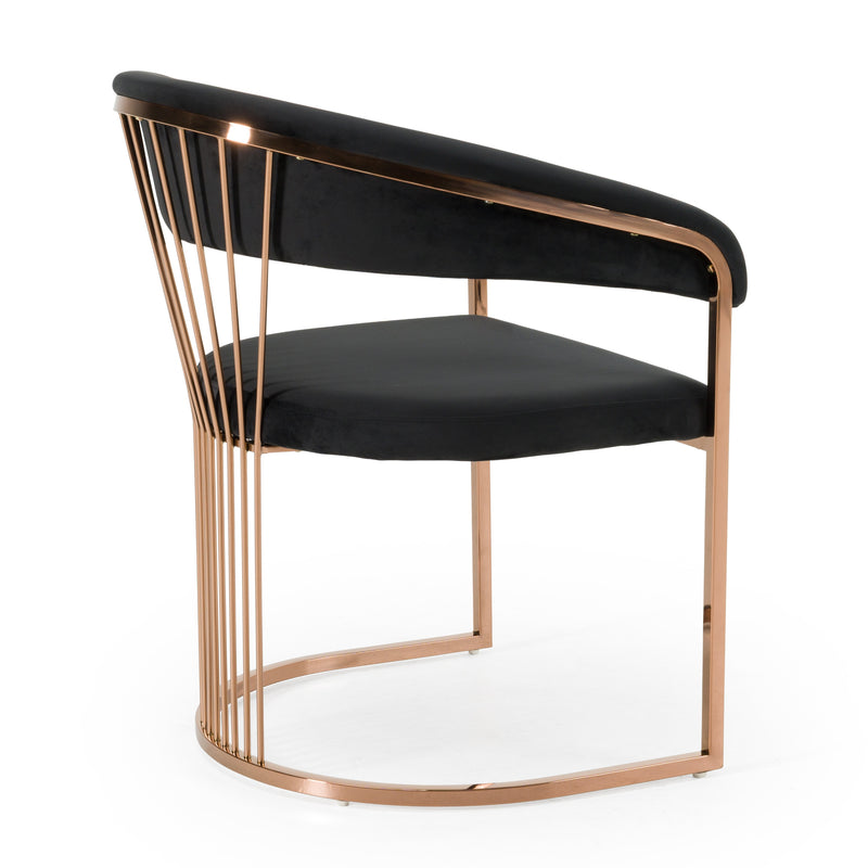 Modrest Linda - Modern Black Velvet and Rosegold Dining Chair