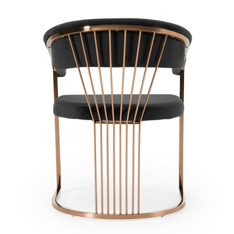 Modrest Linda - Modern Black Velvet and Rosegold Dining Chair
