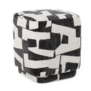 Divani Casa Loftis - Modern Black & White Fabric Ottoman