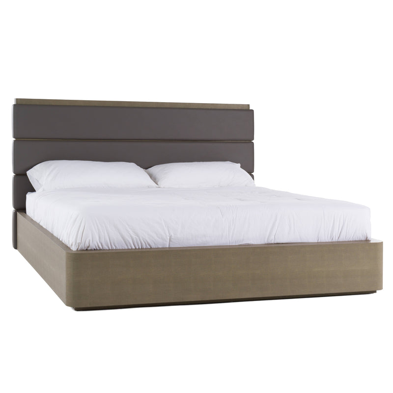 Modrest Lois - Modern Grey Leather & Beige Shagreen Bed