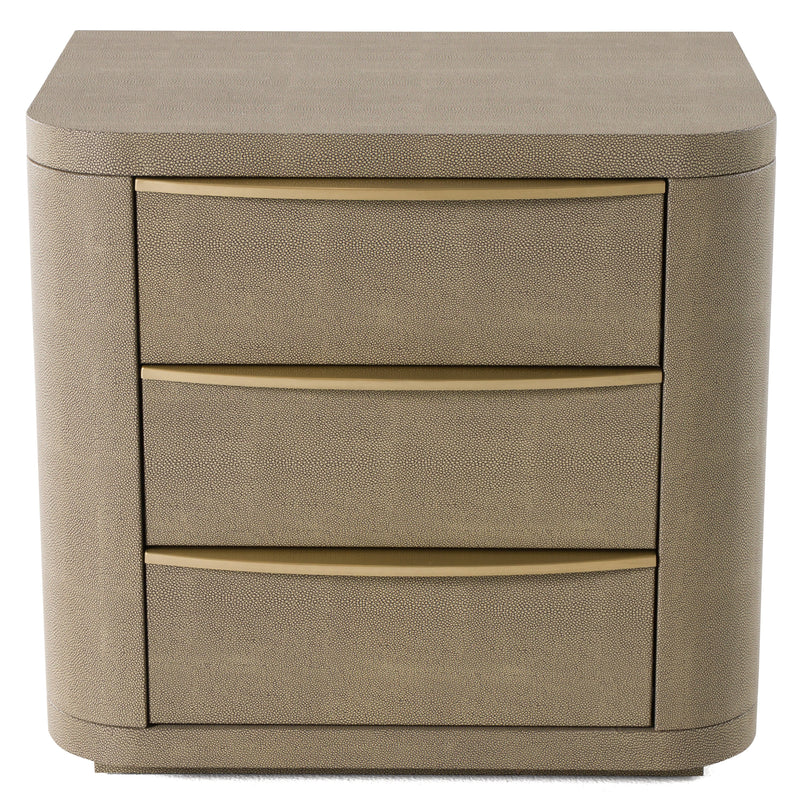 Modrest Lois - Modern Beige Shagreen + Brass Nightstand