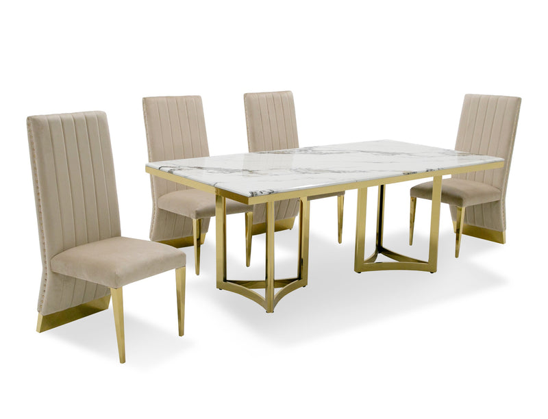 Modrest Loomis - White Marble & Gold Dining Table
