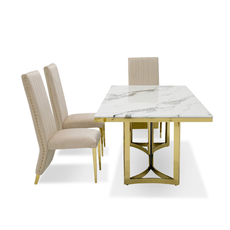 Modrest Loomis - White Marble & Gold Dining Table