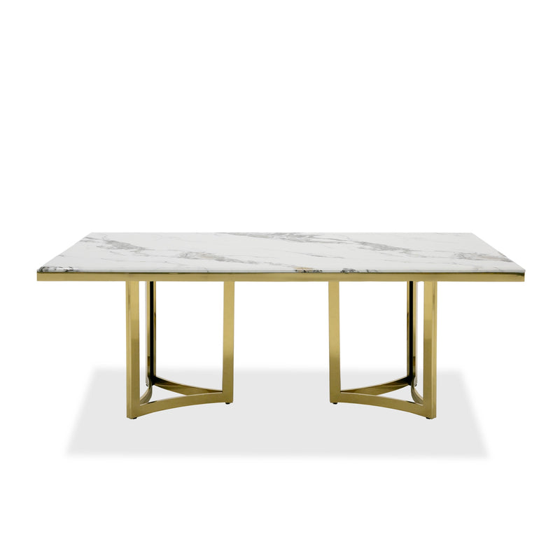 Modrest Loomis - White Marble & Gold Dining Table