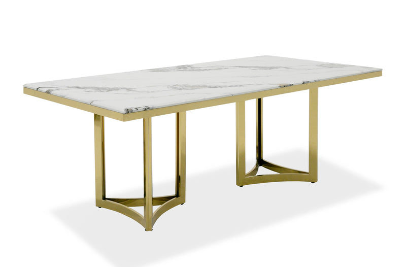 Modrest Loomis - White Marble & Gold Dining Table