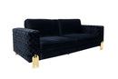 Divani Casa Lori - Modern Velvet Glam Black & Gold Sofa