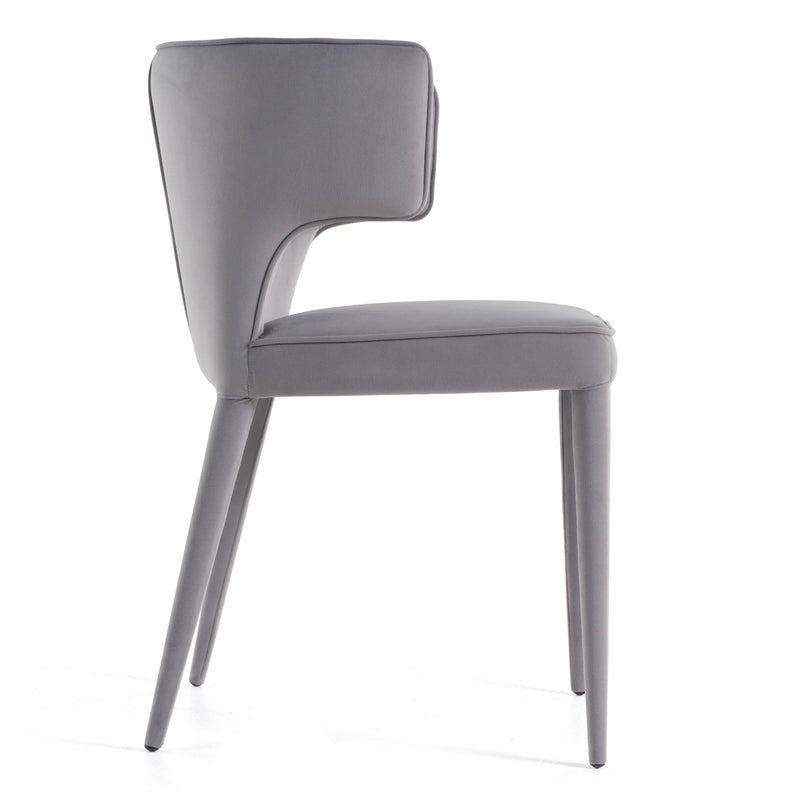 Modrest Lucero - Modern Grey Velvet Arm Dining Chair