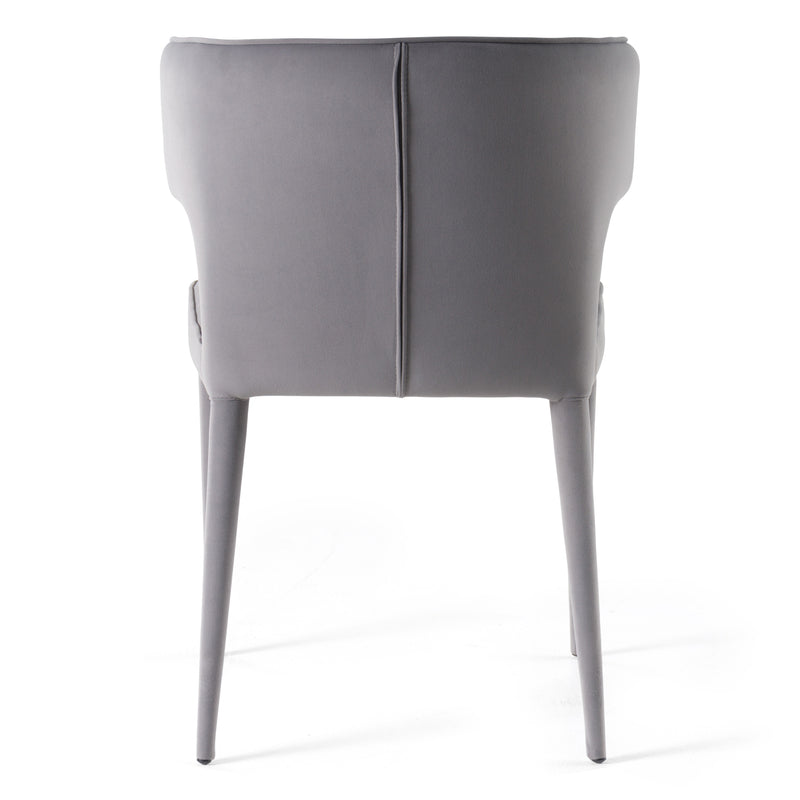 Modrest Lucero - Modern Grey Velvet Arm Dining Chair